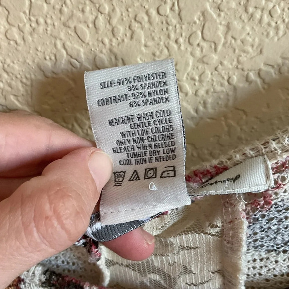 American Rag CIE Womens‎ Floral Longsleeve Knit Lace Sleeves Size Small - Picture 5 of 6